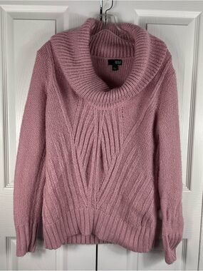 a.n.a. Women's Pink Knit Cowl Neck Sweater Large
